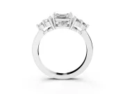 Asscher Cut Diamond Solitaire Ring Set in Platinum with Cluster Accents on Each Side