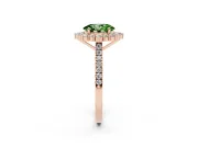 Oval Scalloped Halo Engagement Ring Setting for a Fancy Green Lab-Grown Diamond | Single Row Pave | Rose Gold
