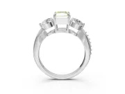 Radiant Cut Three Stone Engagement Ring Setting for a Fancy Yellow Lab-Grown Diamond | Tapered Pave Band | Platinum