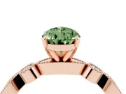 Fancy Green Pear Cut Diamond Solitaire Engagement Ring Set in Rose gold with Milgrain Bezel Accent Band