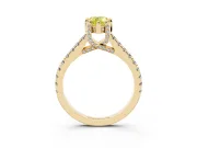 Pear-Shaped Hidden Halo Pave Engagement Ring Setting for a Fancy Yellow Lab-Grown Diamond | Claw Prongs | Yellow Gold