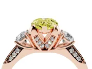 Pear-Shaped Hidden Halo Three Stone Engagement Ring Setting for a Fancy Yellow Lab-Grown Diamond | Rose Gold