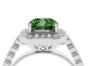 Cushion Cut Graduated Milgrain Halo Engagement Ring Setting for a Fancy Green Lab-Grown Diamond | Platinum