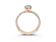 Pear-Shaped Domed Pavé Engagement Ring Setting for a Fancy Green Lab-Grown Diamond | Rose Gold