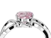 Cushion Cut Bypass Solitaire Engagement Ring Setting for a Fancy Pink Lab-Grown Diamond | Pavé Strands | Platinum