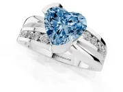 Heart-Shaped Graduated Bypass Engagement Ring Setting for a Fancy Blue Lab-Grown Diamond | Platinum