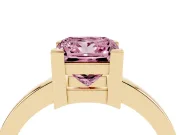 Princess Cut Solitaire Engagement Ring Setting for a Fancy Pink Lab-Grown Diamond | Flat Tab Prongs | Yellow Gold