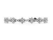 Round Lab-Grown Diamond Floral Cluster Tennis Bracelet | Flower Motif Links | Sterling Silver