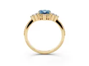 Fancy Blue Radiant Cut Diamond Cluster Ring Set in Yellow gold with Beaded Band