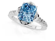 Radiant Cut Floral Engagement Ring Setting for a Fancy Blue Lab-Grown Diamond | Pavé Band | Platinum
