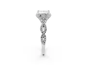 Princess Cut Milgrain Halo Engagement Ring Setting | Graduated Shoulders | Sterling Silver