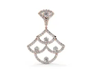 Round Lab-Grown Diamond Pavé Openwork Fan Pendant Necklace | Scalloped Arches | Rose Gold