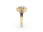 Heart Cut Diamond Milgrain Halo Ring Set in Yellow gold with Split Shank