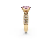 Oval Milgrain Solitaire Engagement Ring Setting for a Fancy Pink Lab-Grown Diamond | Yellow Gold