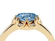Heart-Shaped Petal Halo Engagement Ring Setting for a Fancy Blue Lab-Grown Diamond | Yellow Gold