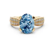 Oval Milgrain Solitaire Engagement Ring Setting for a Fancy Blue Lab-Grown Diamond | Yellow Gold