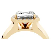Asscher Cut Halo Engagement Ring Setting | Knife-Edge Band | Yellow Gold