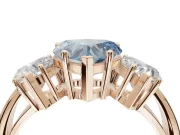 Heart-Shaped Three Stone Engagement Ring Setting for a Fancy Blue Lab-Grown Diamond | Plain Band | Rose Gold