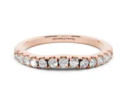 Round Lab-Grown Diamond Arched Curved Pavé Wedding Band | Shared Prongs | Rose Gold