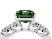Asscher Cut Five Stone Engagement Ring Setting for a Fancy Green Lab-Grown Diamond | Prong Set Side Stones | Platinum