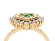 Pear-Shaped Bezel Halo Engagement Ring Setting for a Fancy Green Lab-Grown Diamond | Yellow Gold