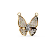 Marquise Lab-Grown Diamond Pavé Butterfly Pendant Necklace | Four Wings | Yellow Gold