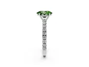 Oval Pave Solitaire Engagement Ring Setting for a Fancy Green Lab-Grown Diamond | Shared Prong Band | White Gold