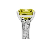 Asscher Cut Split Shank Engagement Ring Setting for a Fancy Yellow Lab-Grown Diamond | Pave Band | Sterling Silver