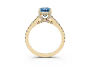 Radiant Cut Hidden Halo Pave Engagement Ring Setting for a Fancy Blue Lab-Grown Diamond | Claw Prongs | Yellow Gold