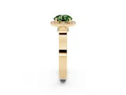 Round Halo Engagement Ring Setting for a Fancy Green Lab-Grown Diamond | Pavé Panel Shoulders | Yellow Gold