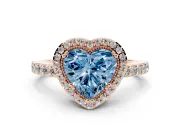 Heart-Shaped Vintage Halo Pavé Engagement Ring Setting for a Fancy Blue Lab-Grown Diamond | Milgrain Border | Rose Gold