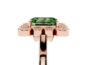 Emerald Cut Milgrain Cluster Halo Engagement Ring Setting for a Fancy Green Lab-Grown Diamond | Plain Band | Rose Gold