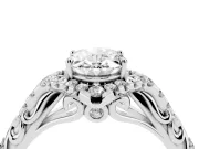 Oval Hidden Halo Filigree Engagement Ring Setting | Pavé Shoulders | Platinum