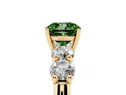 Cushion Cut Five Stone Engagement Ring Setting for a Fancy Green Lab-Grown Diamond | Prong Set Side Stones | Yellow Gold