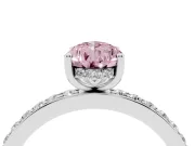 Pear-Shaped Hidden Halo Engagement Ring Setting for a Fancy Pink Lab-Grown Diamond | Platinum