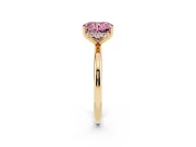 Radiant Cut Hidden Halo Engagement Ring Setting for a Fancy Pink Lab-Grown Diamond | Plain Band | Yellow Gold
