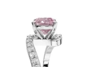 Cushion Cut Bypass Pavé Engagement Ring Setting for a Fancy Pink Lab-Grown Diamond | Platinum