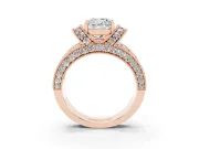 Cushion Cut Vintage Milgrain Pave Engagement Ring Setting | Crescent Side Rows | Rose Gold
