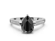 Pear-Shaped Cathedral Solitaire Engagement Ring Setting for a Black Center | White Gold