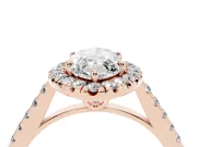 Marquise Raised Halo Engagement Ring Setting | Pave Band | Rose Gold