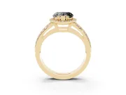 Heart-Shaped Halo Engagement Ring Setting for a Black Center | Pavé Split Shank | Yellow Gold