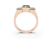 Radiant Cut Channel-Set Three Stone Engagement Ring Setting for a Fancy Green Lab-Grown Diamond | Rose Gold