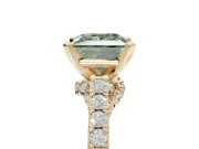Princess Cut Pavé Engagement Ring Setting for a Fancy Green Lab-Grown Diamond | Crossover Gallery | Yellow Gold