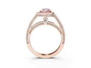 Pear-Shaped Sectioned Halo Engagement Ring Setting for a Fancy Pink Lab-Grown Diamond | Rose Gold