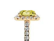 Princess Cut Halo Engagement Ring Setting for a Fancy Yellow Lab-Grown Diamond | Pave Shoulders | Yellow Gold