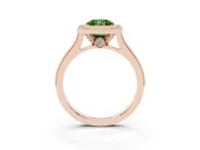 Radiant Cut Vintage Milgrain Halo Engagement Ring Setting for a Fancy Green Lab-Grown Diamond | Bezel Head | Rose Gold