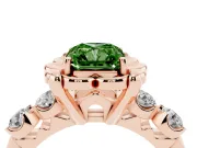 Radiant Cut Floral Engagement Ring Setting for a Fancy Green Lab-Grown Diamond | Petal Frame and Side Stones | Rose Gold