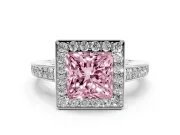 Princess Cut Framed Halo Engagement Ring Setting for a Fancy Pink Lab-Grown Diamond | White Gold