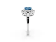 Radiant Cut Cluster Halo Engagement Ring Setting for a Fancy Blue Lab-Grown Diamond | Large Round Accents | Platinum