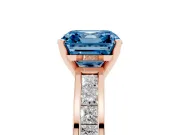 Asscher Cut Channel Engagement Ring Setting for a Fancy Blue Lab-Grown Diamond | Rose Gold